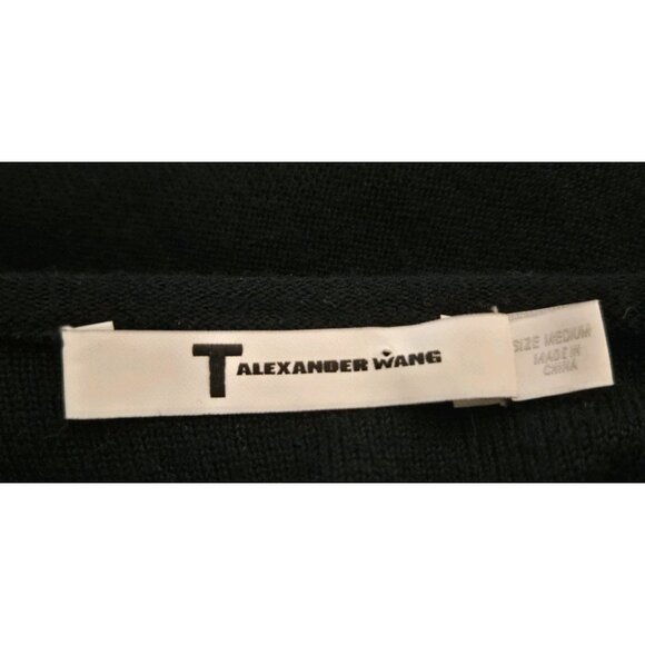 T Alexander Wang Black Color Block Sweater Dress M Bubble Hem Viscose Wool Silk - Picture 5 of 7